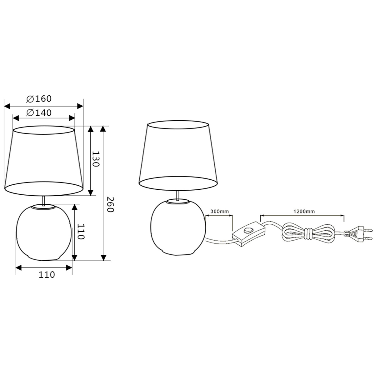 Lampe de Table LED - Trion Sofia - Douille E14 - Rond - Mat Bleu - Céramique