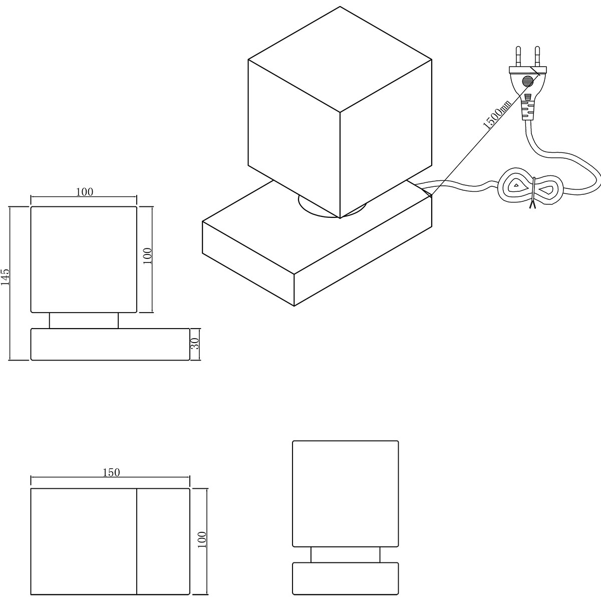 Lampe de Table LED - Trion Tira - Douille E14 - Dimmable - Rectangle - Mat Nickel - Aluminium