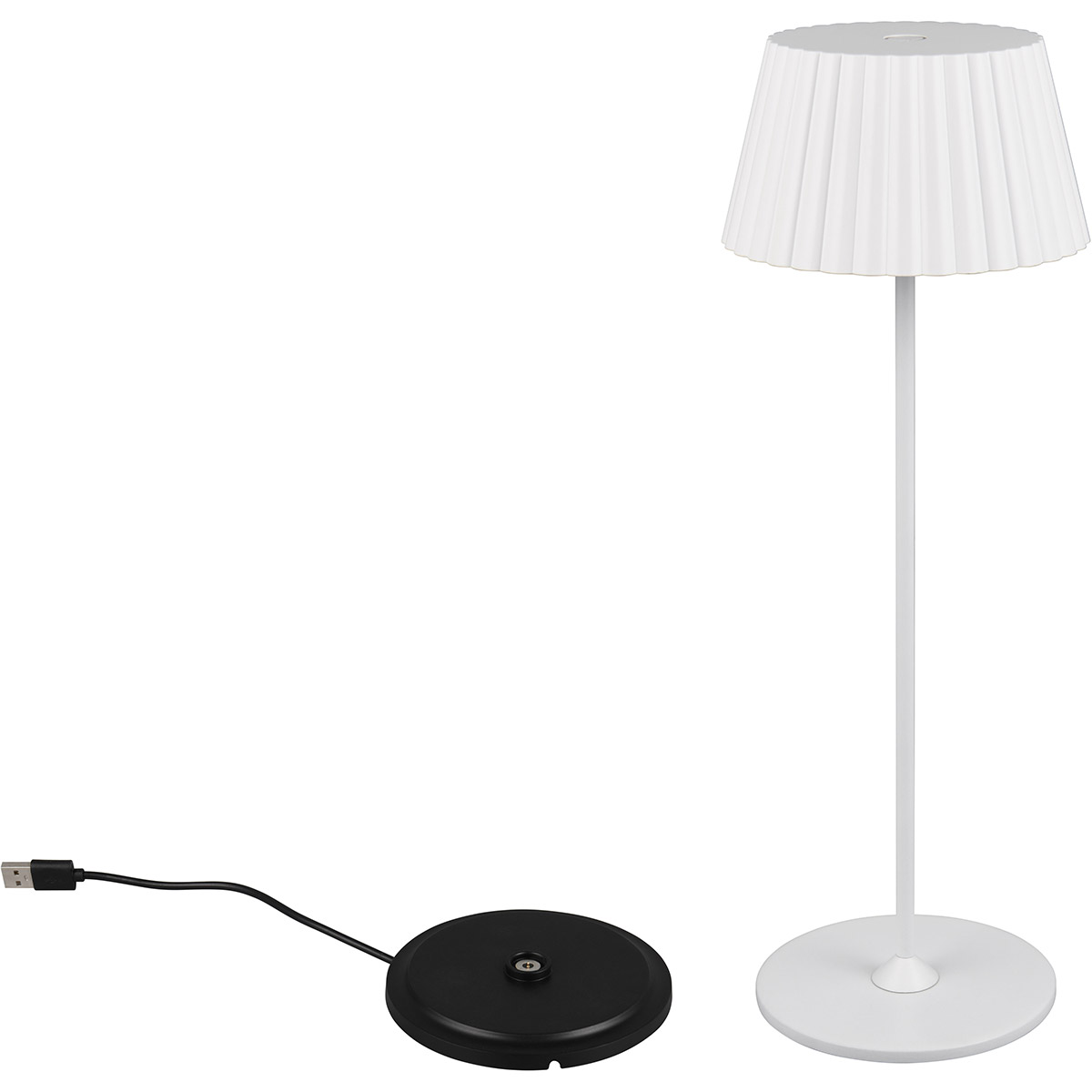 LED Lampe de Table - Trion Uraz - 1.5W - Blanc Chaud 3000K - Batteries Rechargeables - Blanc Mat - Métal