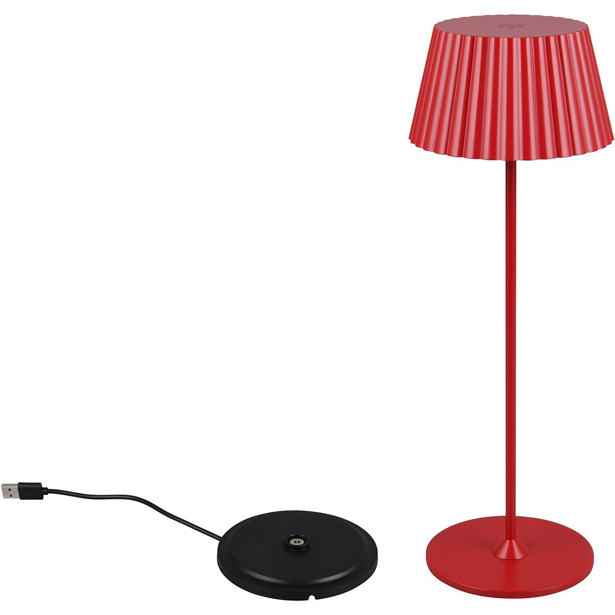 LED Lampe de Table - Trion Uraz - 1.5W - Blanc Chaud 3000K - Batteries Rechargeables - Rouge - Métal