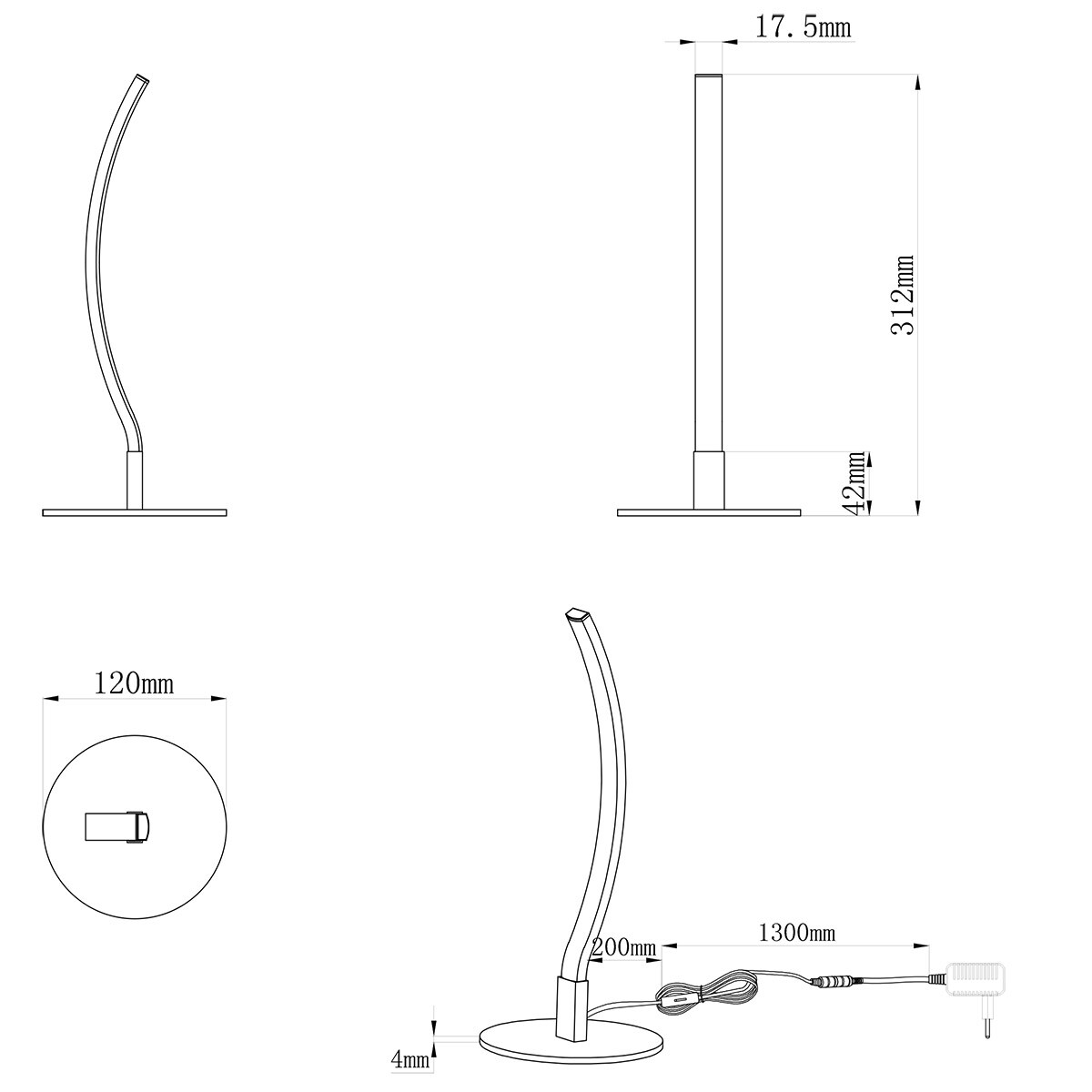 LED Lampe de Table - Trion Yilan - 3.5W - Blanc Chaud 3000K - 1 point lumineux - Nickel Mat - Métal