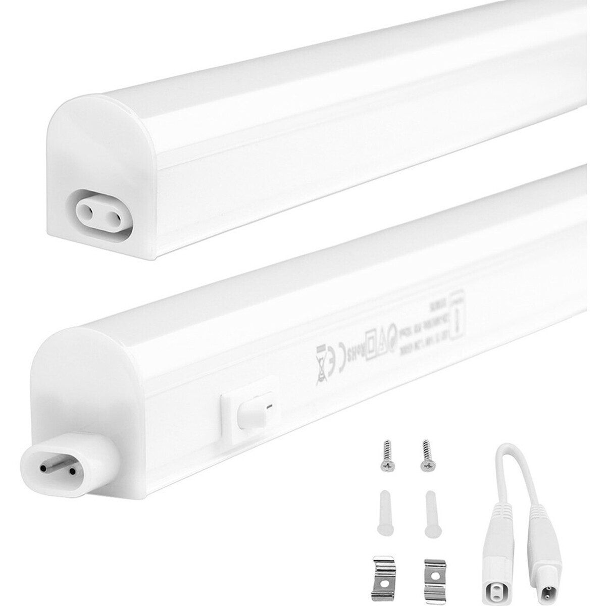 Réglette LED avec Tube T5 - Aigi Timola - 30cm Simple - 4W - Connectable - Blanc Froid 6500K - Mat Blanc - Plastique