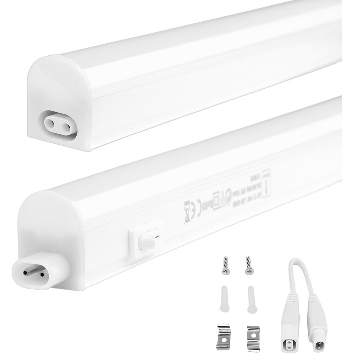 Réglette LED avec Tube T5 - Aigi Timola - 30cm Simple - 4W - Connectable - Blanc Chaud 3000K - Mat Blanc - Plastique