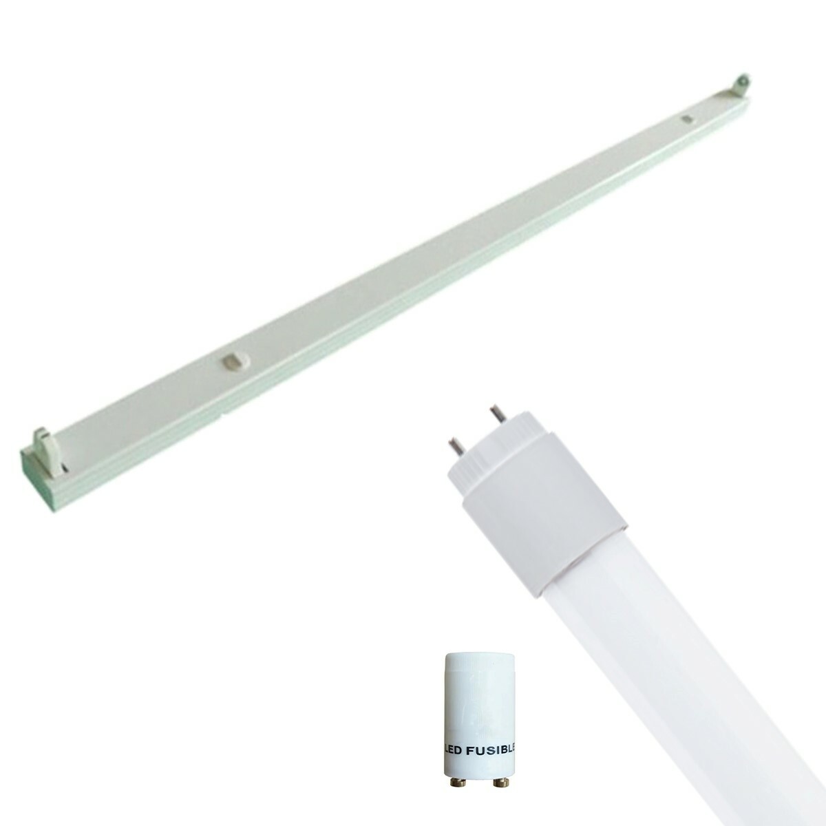 Réglette LED avec Tube T8 Incl. Starter - Aigi Dybolo - 150cm Simple - 22W - Blanc Froid 6400K - Indice de Protection IP20