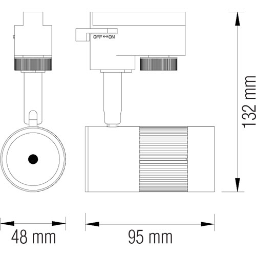 Éclairage sur rail LED - Spot sur Rail - 8W 1 Phase - Rond - Blanc Neutre 4200K - Mat Noir Aluminium