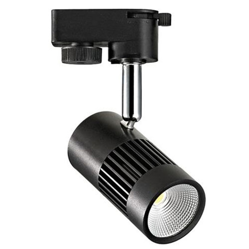 Éclairage sur rail LED - Spot sur Rail - 8W 1 Phase - Rond - Blanc Neutre 4200K - Mat Noir Aluminium