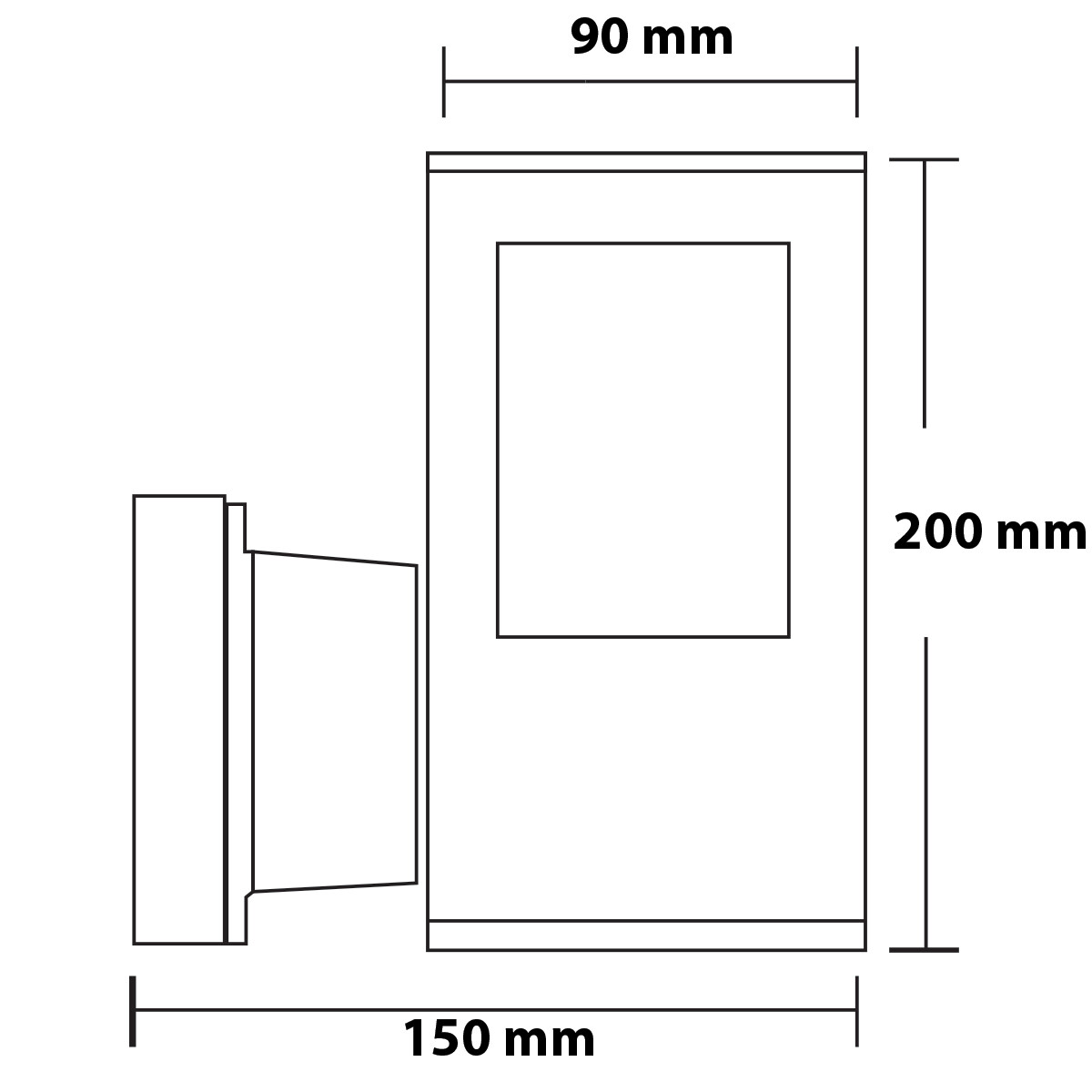 Éclairage de Jardin LED - Lumière Extérieure - Kavy 2 - Mur - Aluminium Mat Noir - E27 - Carré