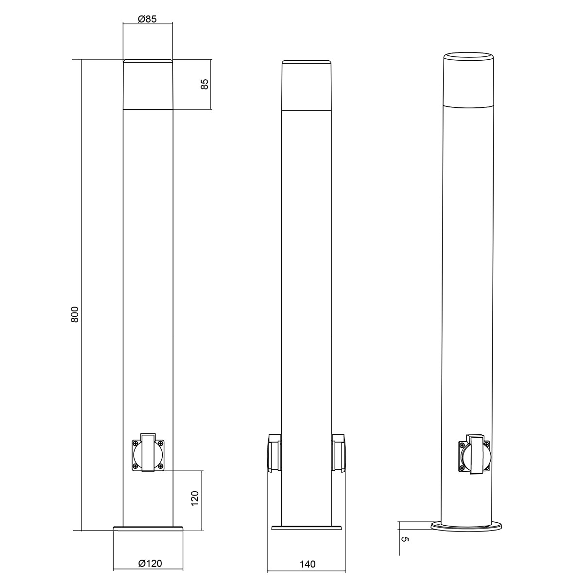 Éclairage de Jardin LED - Lampe d'Extérieur Debout avec Prise - Trion Hosina XL - Douille E27 - Étanche aux Éclaboussures IP44 - Mat Anthracite - Aluminium