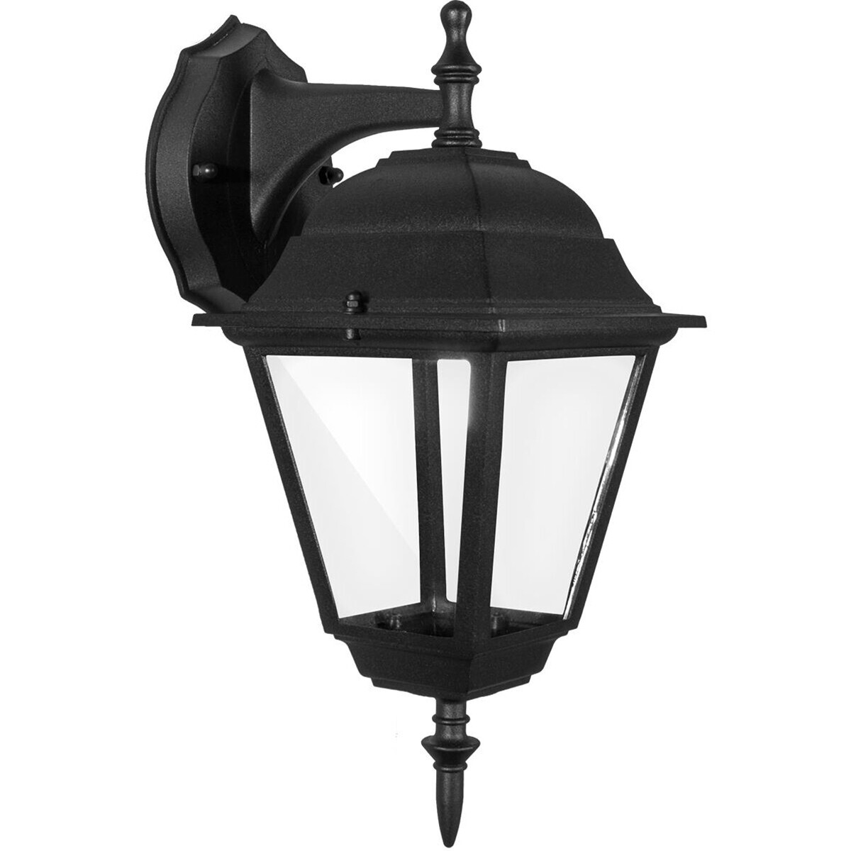 Éclairage de Jardin LED - Lumière Extérieure Nostalgique - Aigi Nuosty Down - Douille E27 - Mat Noir - Aluminium