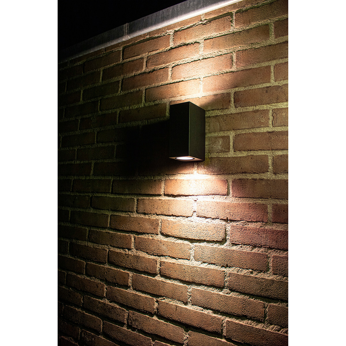 Éclairage de Jardin LED - Lumière Extérieure - Prixa Hoptron - Haut et Bas - Douille GU10 - Carré - Mat Noir - Aluminium - Philips - CorePro 827 36D - 3.5W - Blanc Chaud 2700K