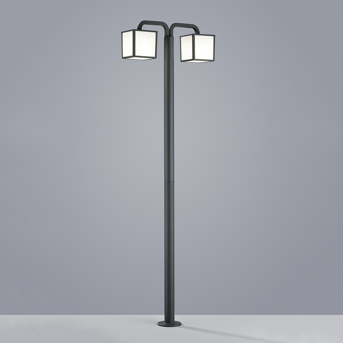 Éclairage de Jardin LED - Lampe d'Extérieur Debout - Trion Cubirino - 10W - Douille E27 - Blanc Chaud 3000K - 2-lumières - Étanche IP54 - Mat Anthracite - Aluminium