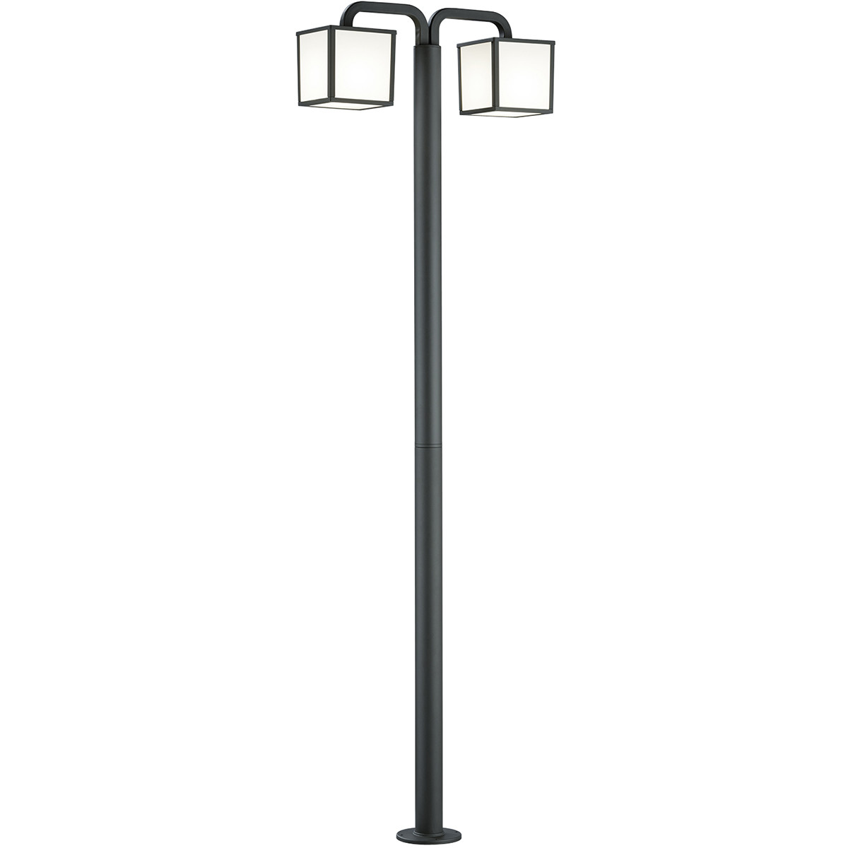 Éclairage de Jardin LED - Lampe d'Extérieur Debout - Trion Cubirino - 10W - Douille E27 - Blanc Chaud 3000K - 2-lumières - Étanche IP54 - Mat Anthracite - Aluminium