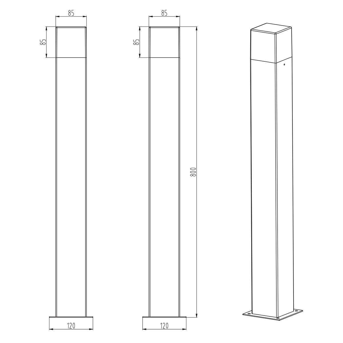 Éclairage de Jardin LED - Lampe d'Extérieur Debout - Trion Hudsy XL - 3.5W - Blanc Chaud 3000K - Étanche aux Éclaboussures IP44 - Mat Titane - Aluminium