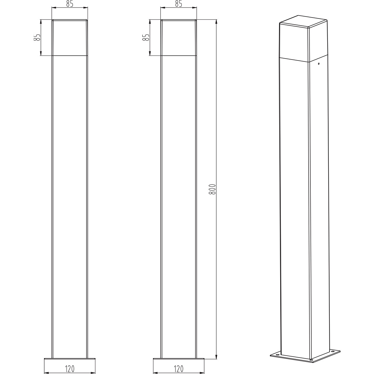 Éclairage de Jardin LED - Lampe d'Extérieur Debout - Trion Hudsy XL - 3.5W - Blanc Chaud 3000K - Étanche aux Éclaboussures IP44 - Mat Anthracite - Aluminium