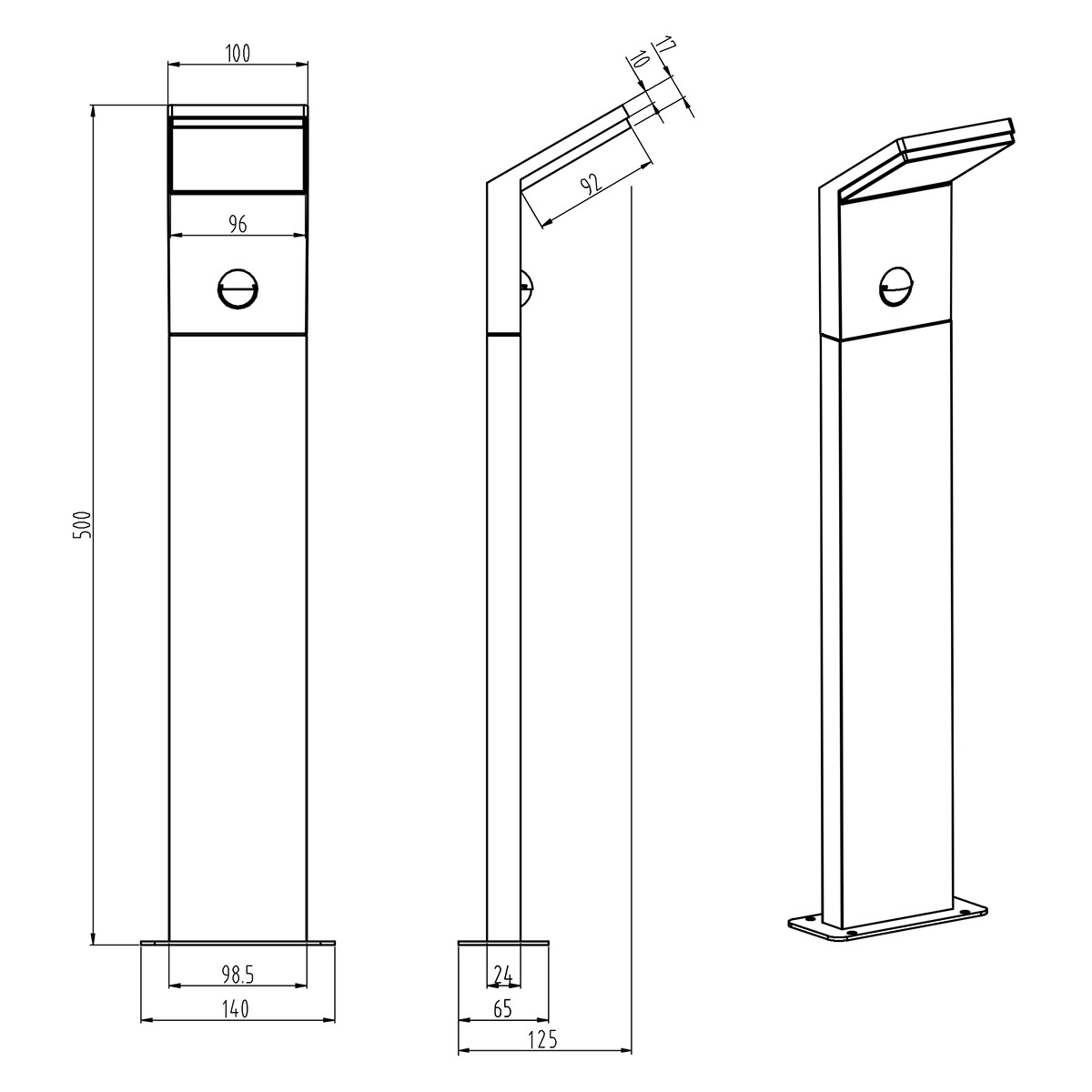 Éclairage de Jardin LED avec Détecteur de Mouvement - Debout - Lumière Extérieure - Trion Pearly - 8W - Blanc Chaud 3000K - Étanche IP54 - Mat Anthracite - Aluminium