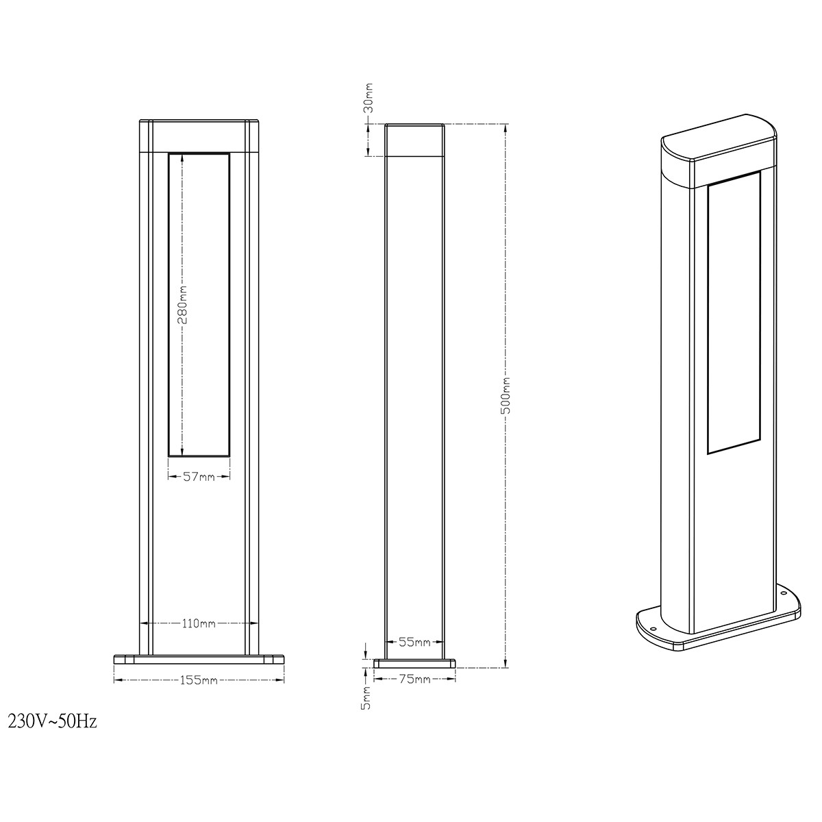 Éclairage de Jardin LED - Lumière Extérieure - Trion Rhinon - Debout - 10W - Mat Anthracite - Aluminium