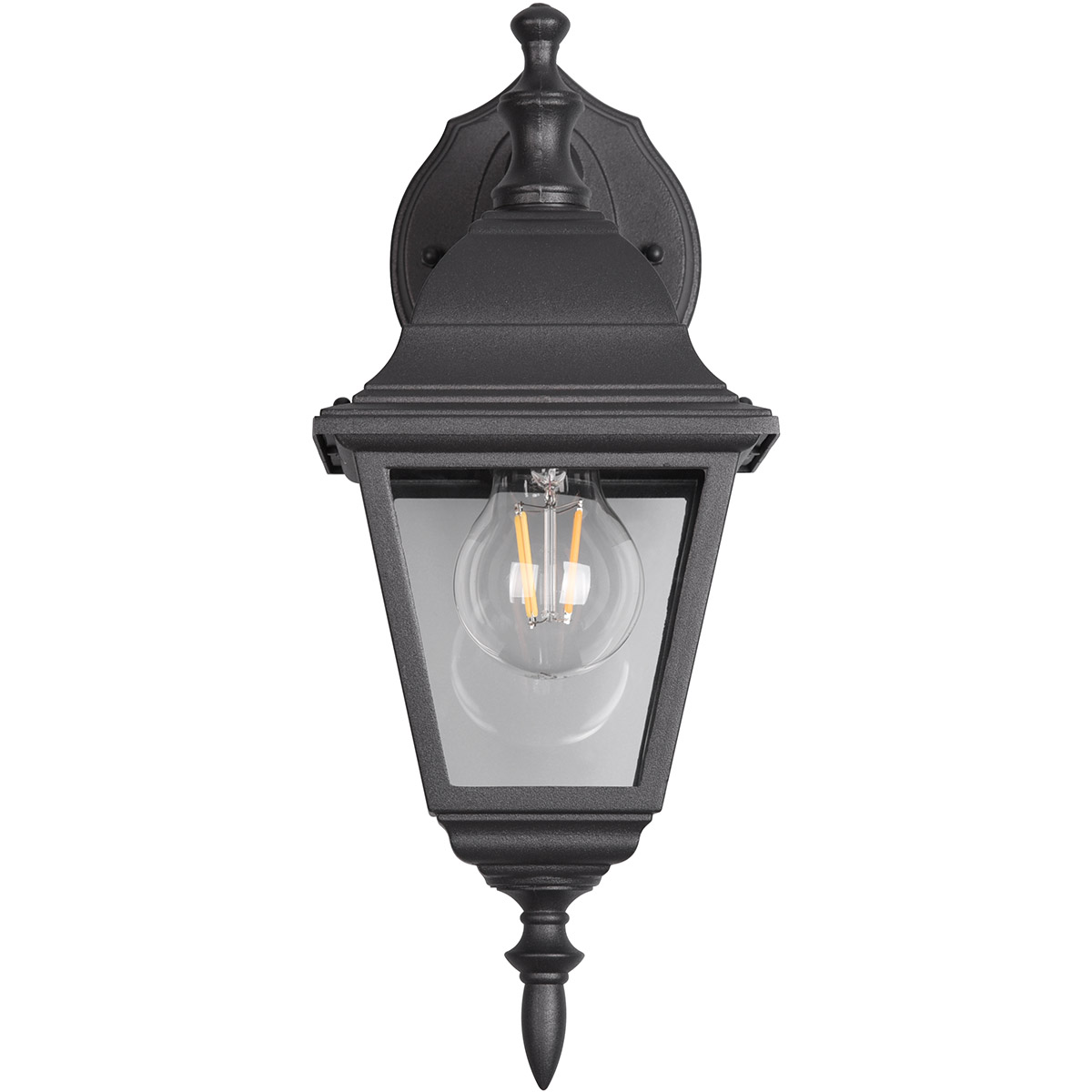 Éclairage de Jardin - Lampe Extérieure - Trion Zena Down - Douille E27 - Étanche IP44 - Noir Mat - Aluminium