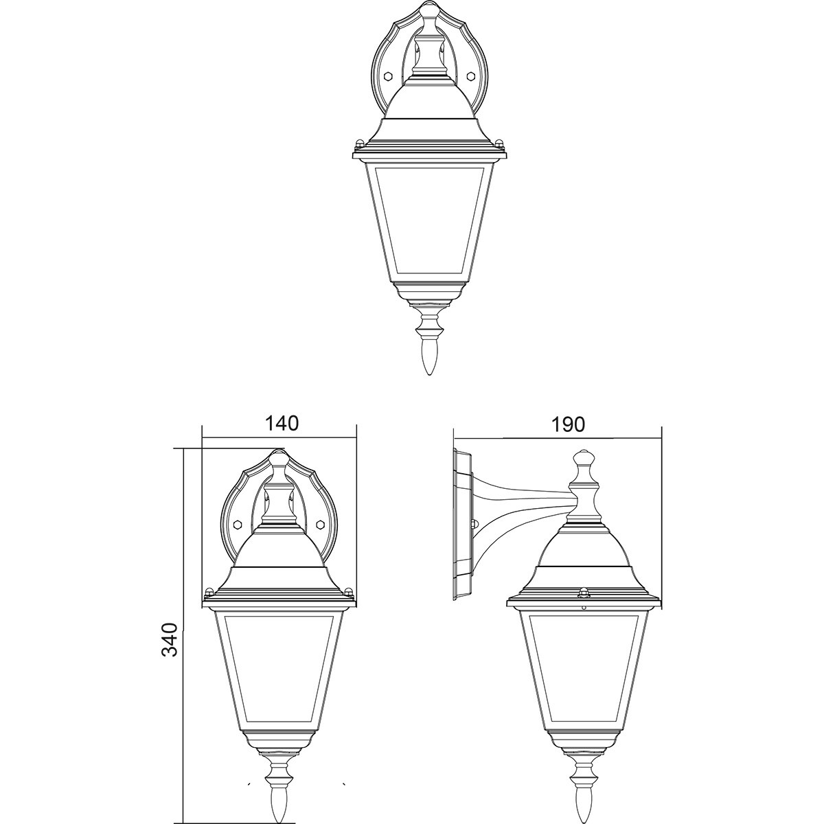 Éclairage de Jardin - Lampe Extérieure - Trion Zena Down - Douille E27 - Étanche IP44 - Noir Mat - Aluminium