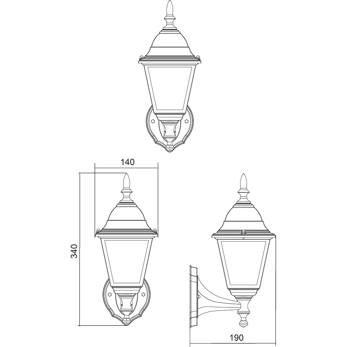 Éclairage de Jardin - Lampe Extérieure - Trion Zena - Douille E27 - Étanche IP44 - Noir Mat - Aluminium