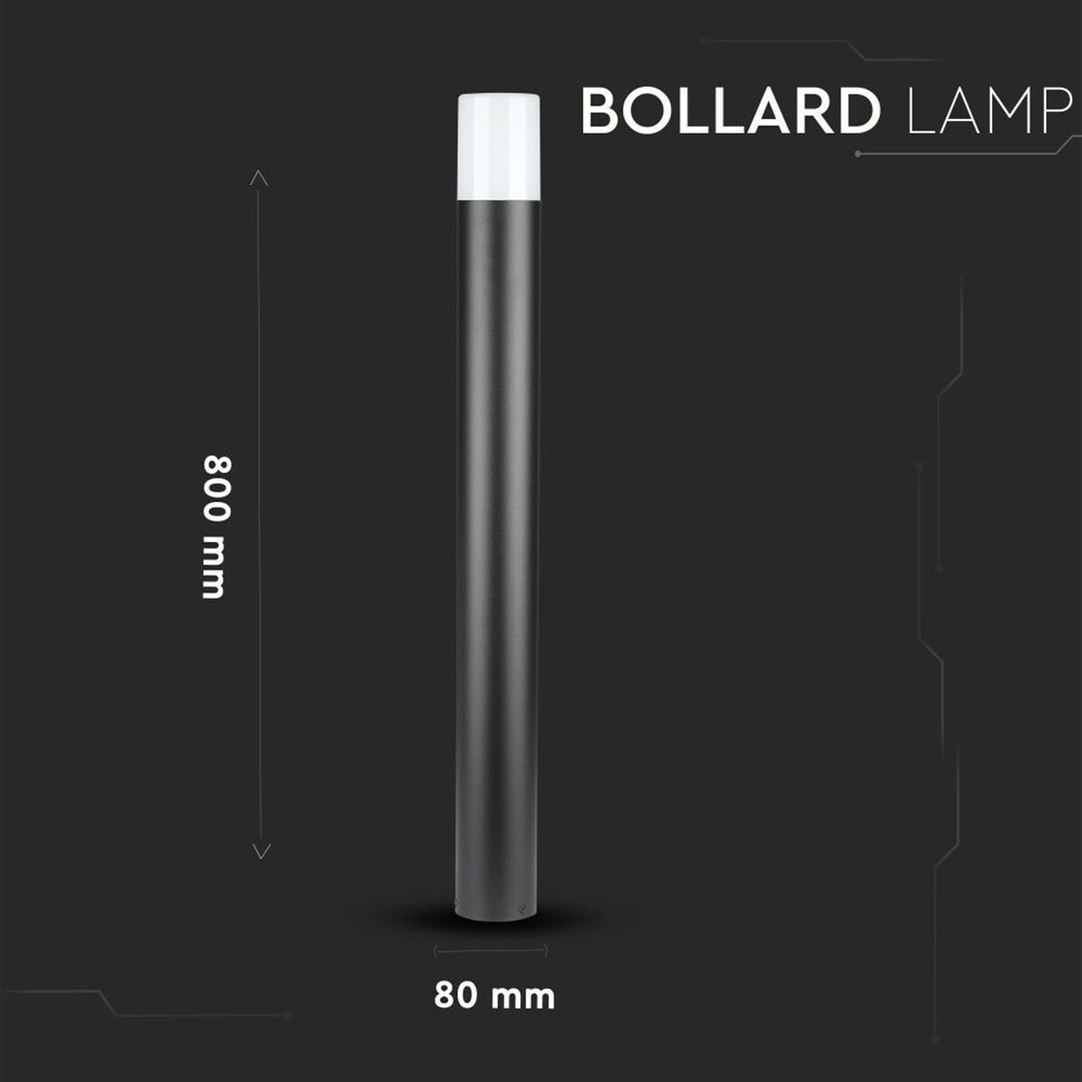 Éclairage de Jardin LED - Lampe d'Extérieur sur Pied - Viron Hyno - Douille GU10 - Rond - Mat Noir - Aluminium - 80cm