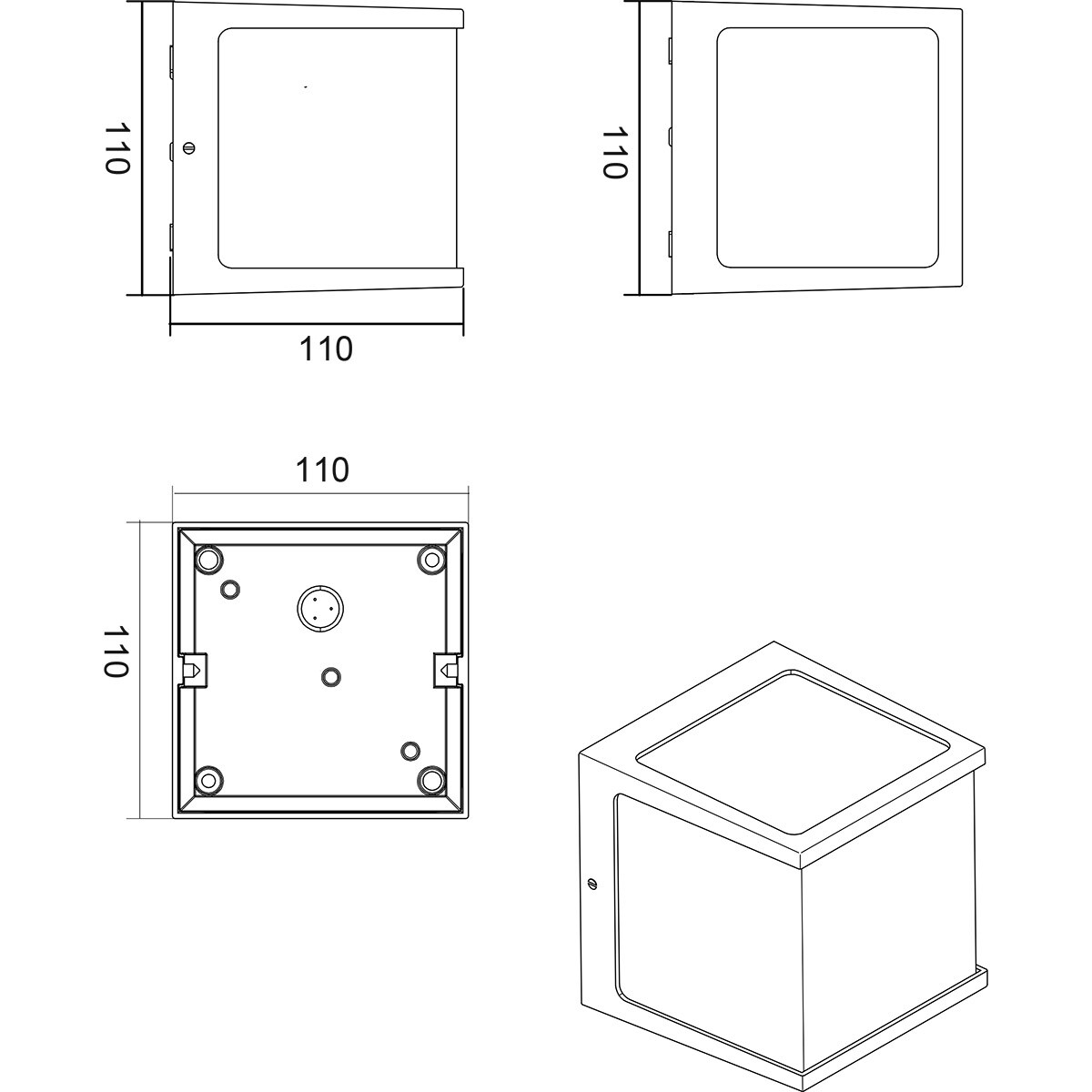 Éclairage de Jardin - Applique Extérieure - Trion Lera - 8W - Blanc Chaud 3000K - Carré - Noir Mat - Aluminium