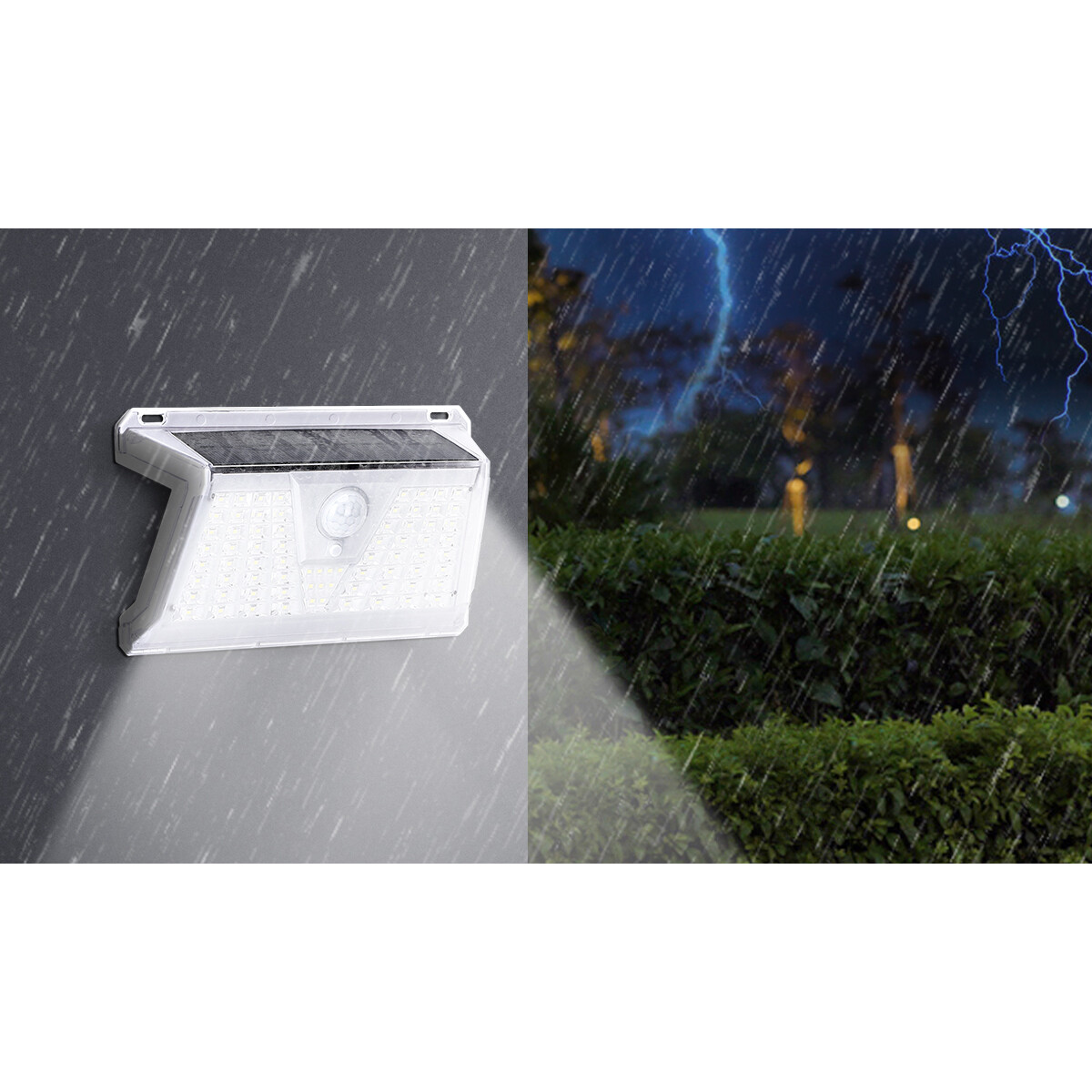 Éclairage de Jardin LED avec Détecteur de Mouvement à Énergie Solaire - Lampe murale extérieure - Aigi Yubo - 2.4W - Blanc Froid 6500K - Étanche IP65 - Rectangle - Mat Blanc - Aluminium