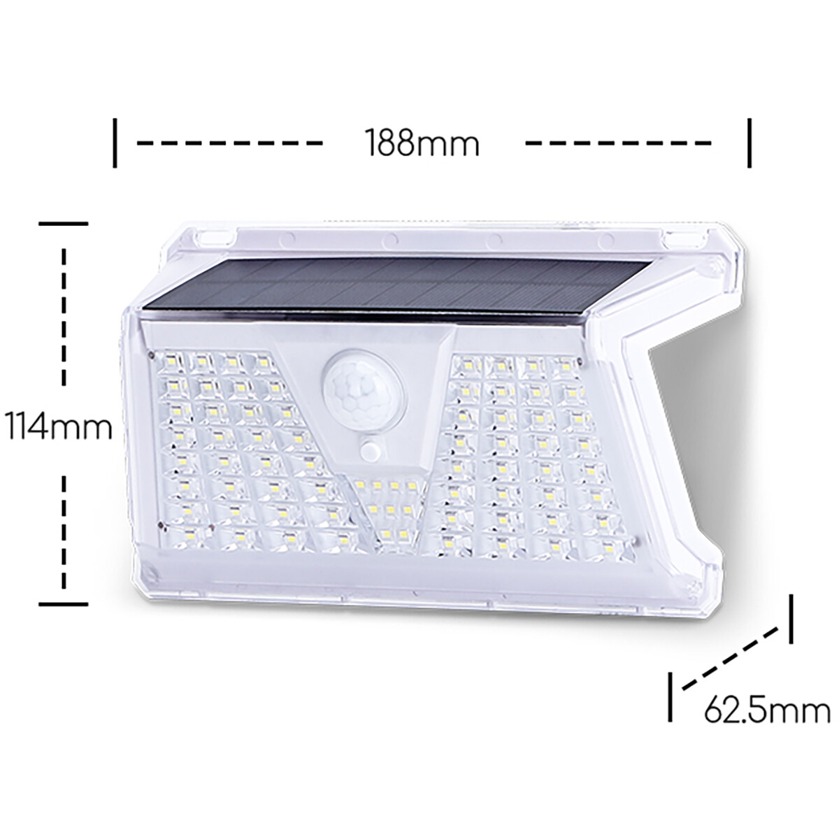 Éclairage de Jardin LED avec Détecteur de Mouvement à Énergie Solaire - Lampe murale extérieure - Aigi Yubo - 2.4W - Blanc Froid 6500K - Étanche IP65 - Rectangle - Mat Blanc - Aluminium