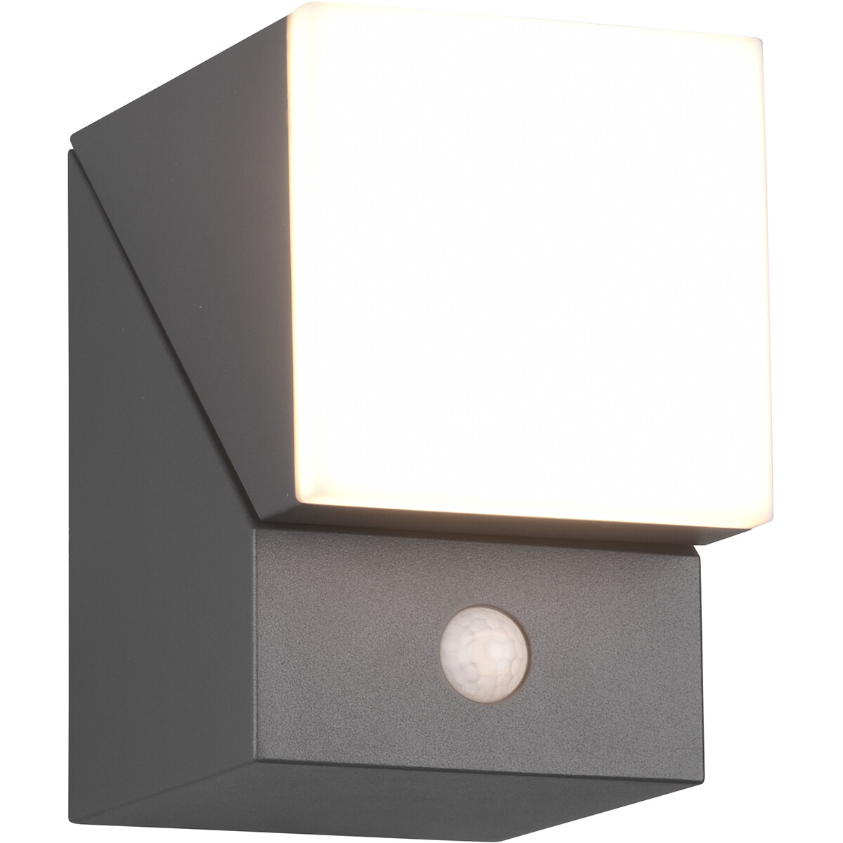 Éclairage de Jardin LED avec Détecteur de Mouvement - Lampe murale extérieure - Trion Avirma - 7W - Blanc Chaud 3000K - 1-lumière - Rectangle - Mat Anthracite - Aluminium