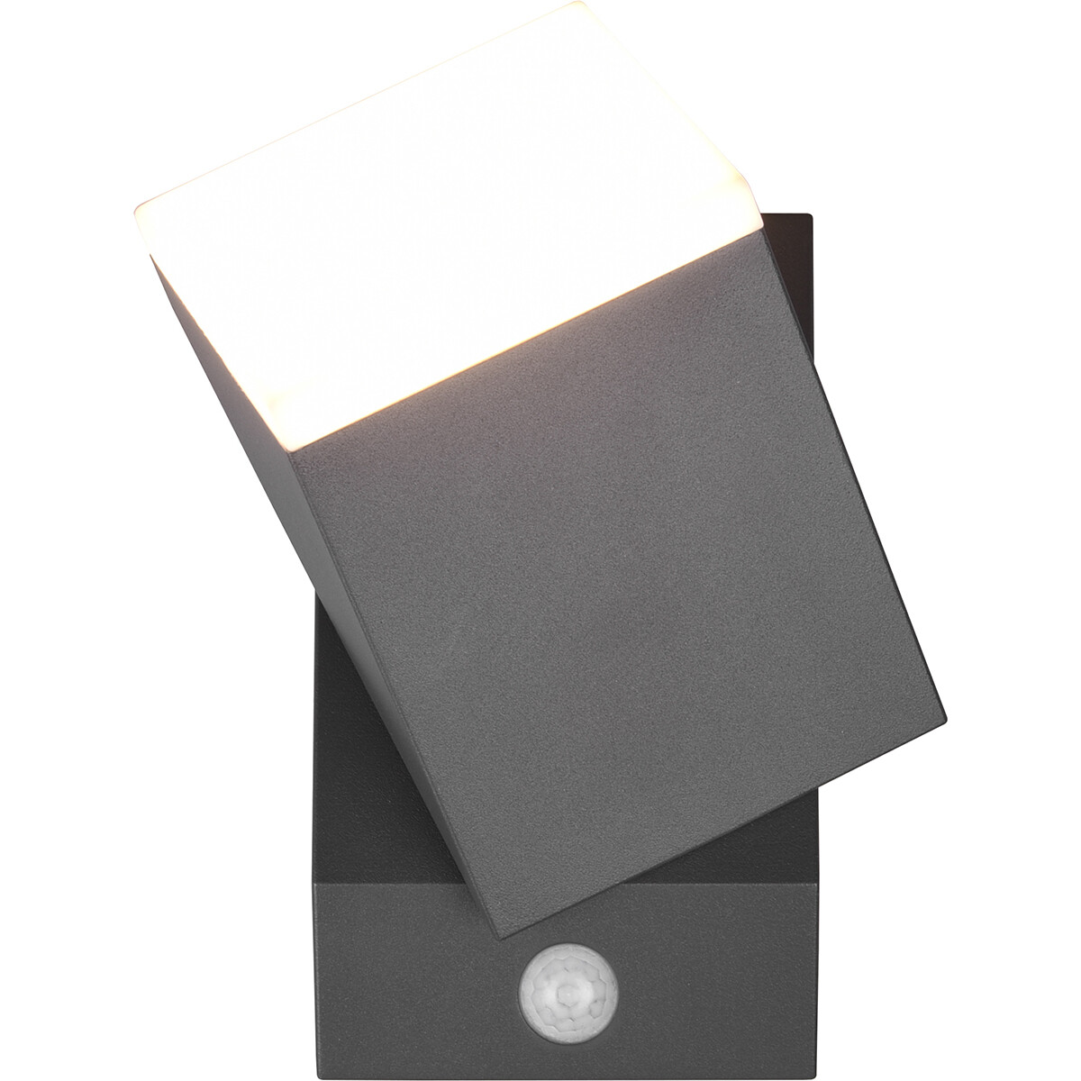 Éclairage de Jardin LED avec Détecteur de Mouvement - Lampe murale extérieure - Trion Avirma - 7W - Blanc Chaud 3000K - 1-lumière - Rectangle - Mat Anthracite - Aluminium