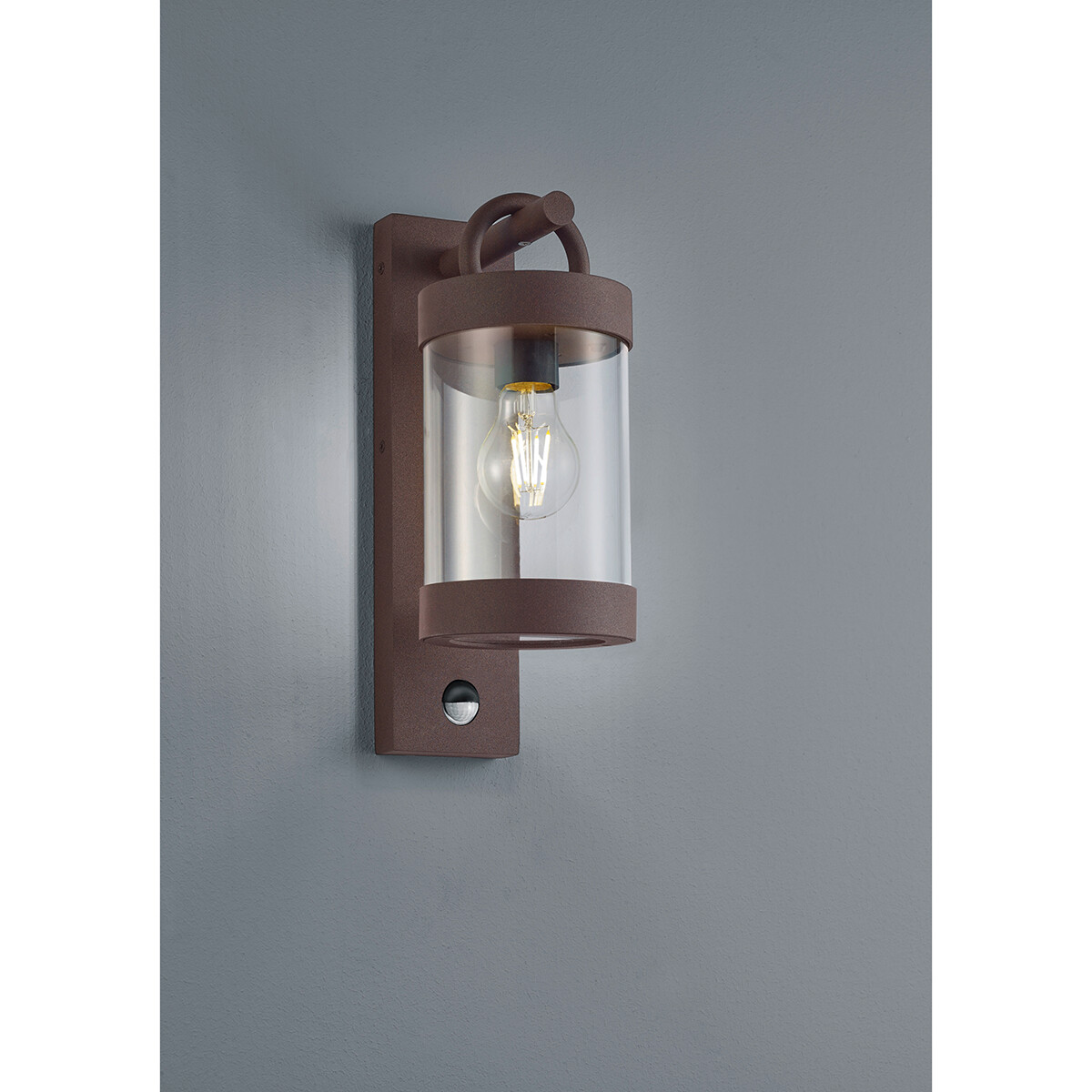 Éclairage de Jardin LED avec Détecteur de Mouvement - Lampe murale extérieure - Trion Semby - Douille E27 - Étanche aux Éclaboussures IP44 - Rond - Couleur Rouille - Aluminium