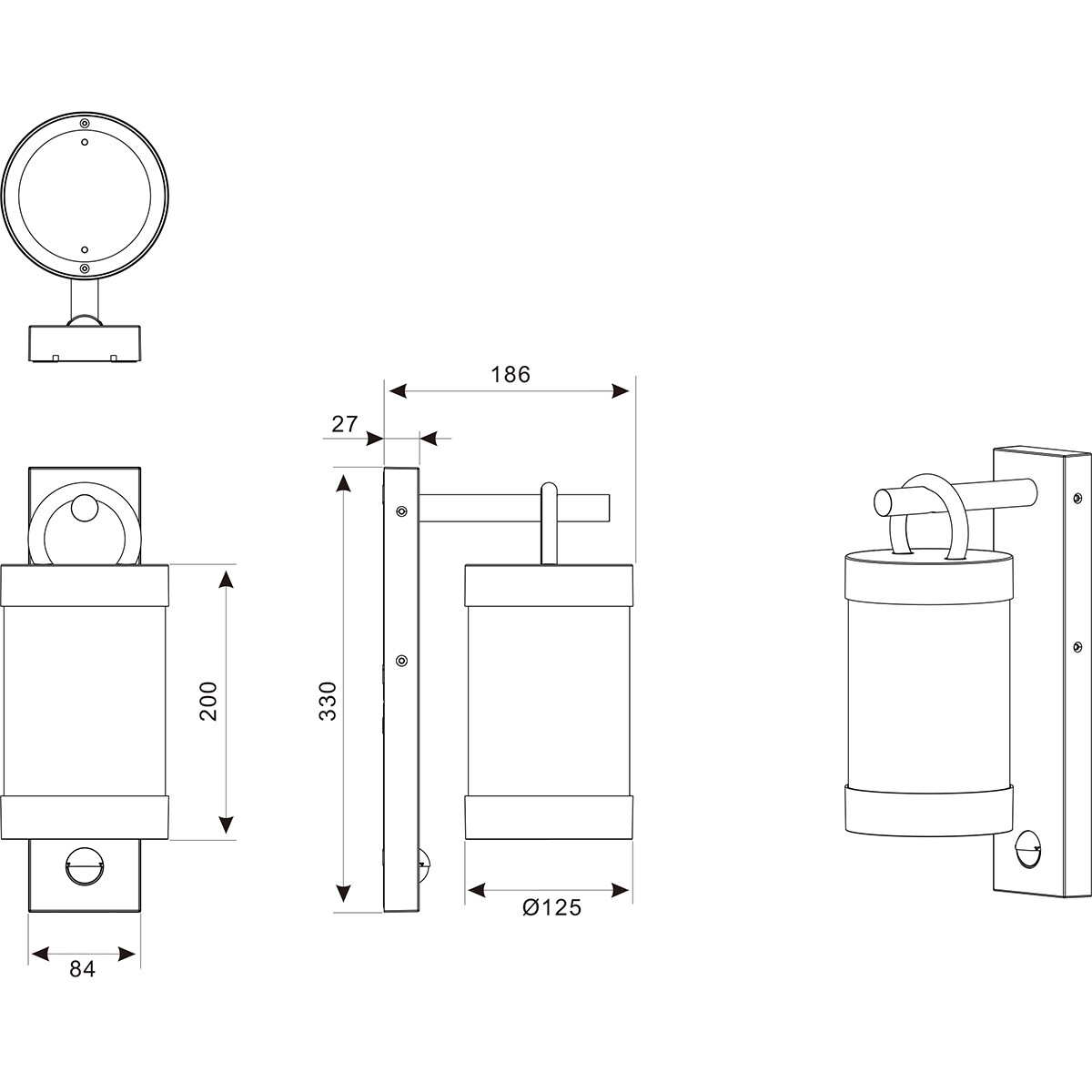 Éclairage de Jardin LED avec Détecteur de Mouvement - Lampe murale extérieure - Trion Semby - Douille E27 - Étanche aux Éclaboussures IP44 - Rond - Couleur Rouille - Aluminium