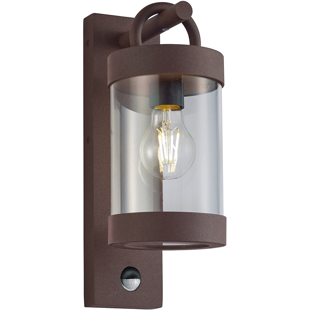 Éclairage de Jardin LED avec Détecteur de Mouvement - Lampe murale extérieure - Trion Semby - Douille E27 - Étanche aux Éclaboussures IP44 - Rond - Couleur Rouille - Aluminium