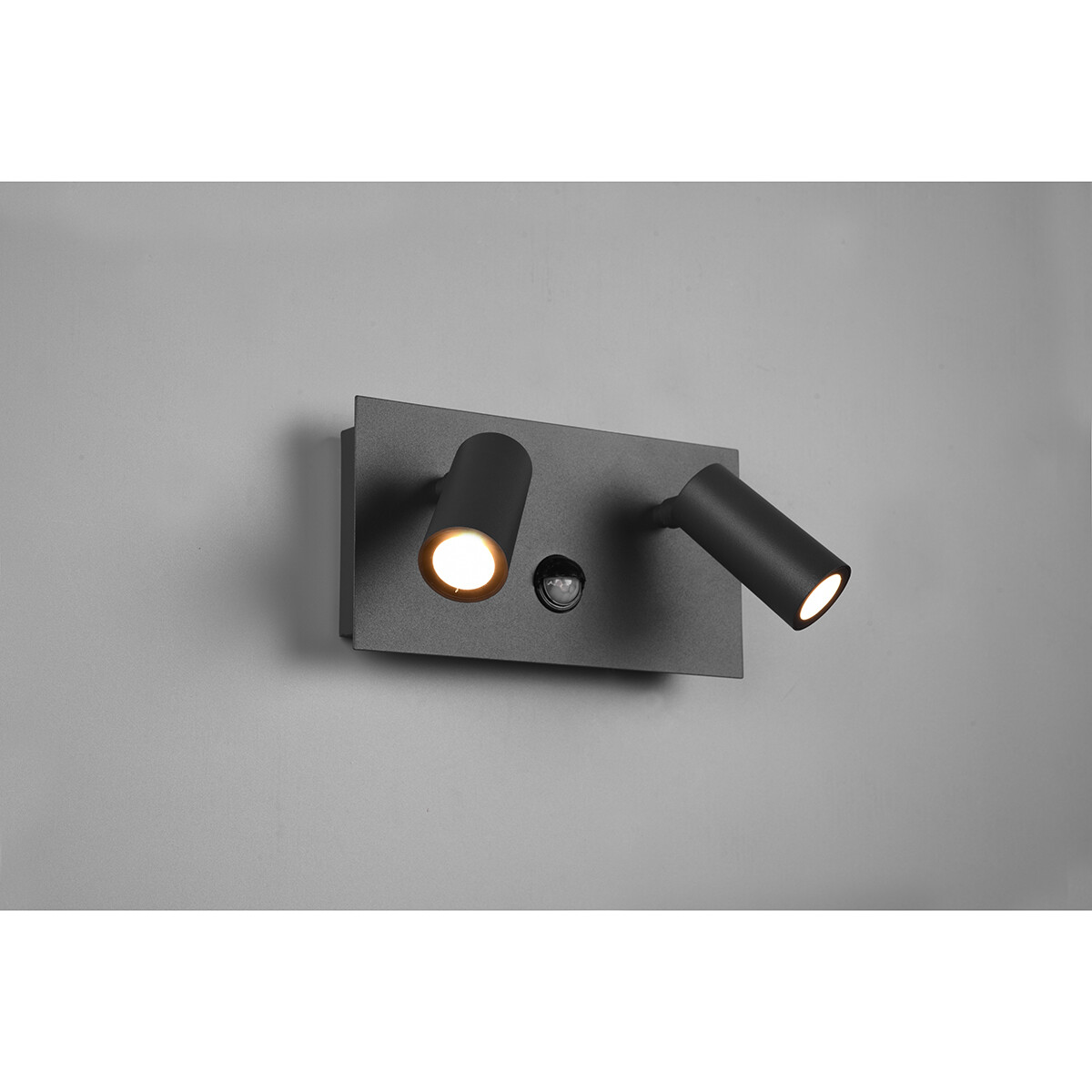 Éclairage de Jardin LED avec Détecteur de Mouvement - Lampe murale extérieure - Trion Sonei - 6W - Blanc Chaud 3000K - 2-lumières - Rectangle - Mat Anthracite - Aluminium