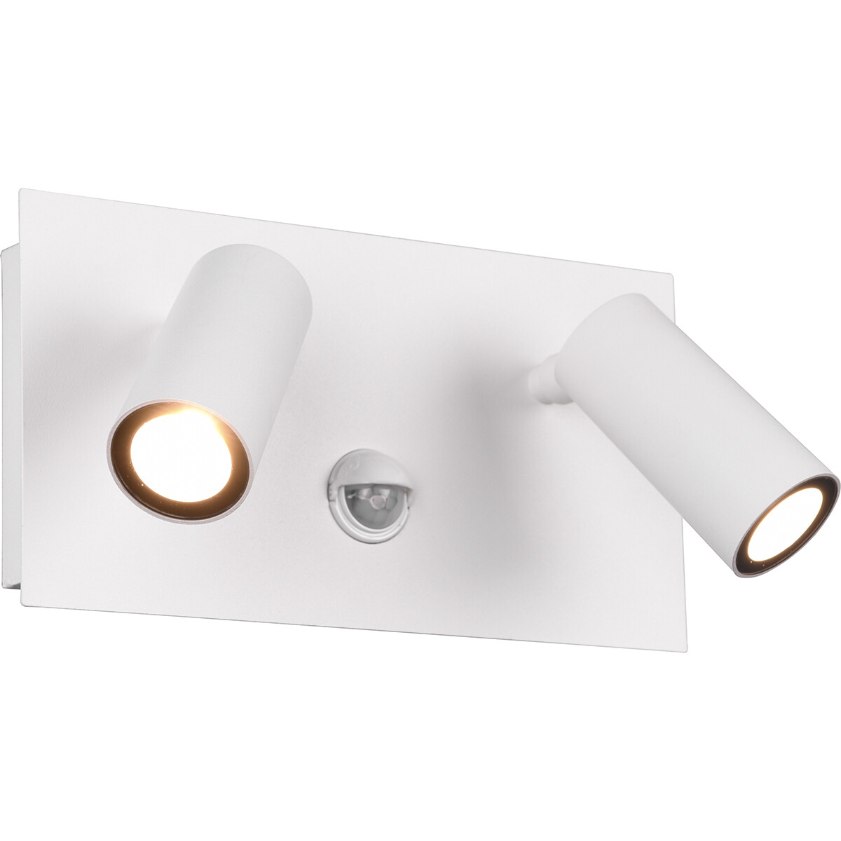 Éclairage de Jardin LED avec Détecteur de Mouvement - Lampe murale extérieure - Trion Sonei - 6W - Blanc Chaud 3000K - 2-lumières - Rectangle - Mat Blanc - Aluminium