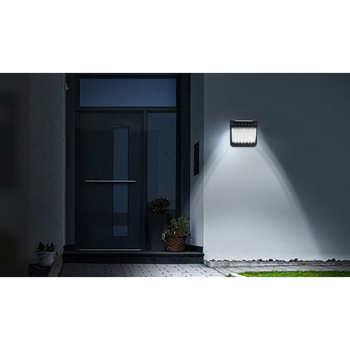 Éclairage de Jardin LED à Énergie Solaire - Capteur Jour/Nuit - Lampe murale - Aigi Vunci - 0.12W - Blanc Froid 6500K - Mat Noir - Plastique