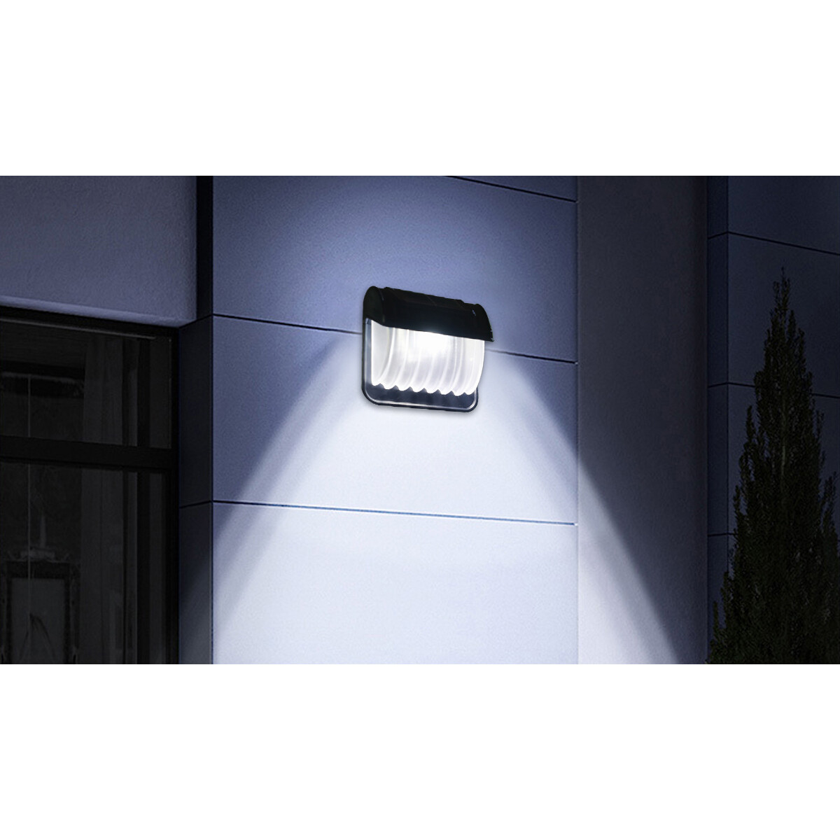 Éclairage de Jardin LED à Énergie Solaire - Capteur Jour/Nuit - Lampe murale - Aigi Vunci - 0.12W - Blanc Froid 6500K - Mat Noir - Plastique