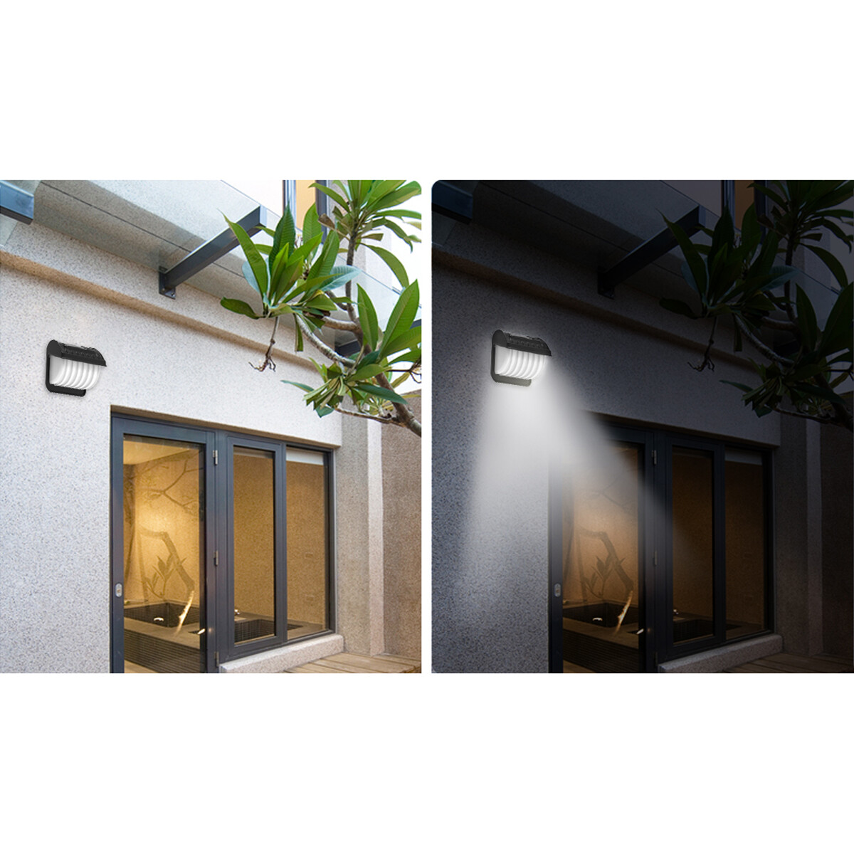 Éclairage de Jardin LED à Énergie Solaire - Capteur Jour/Nuit - Lampe murale - Aigi Vunci - 0.12W - Blanc Froid 6500K - Mat Noir - Plastique