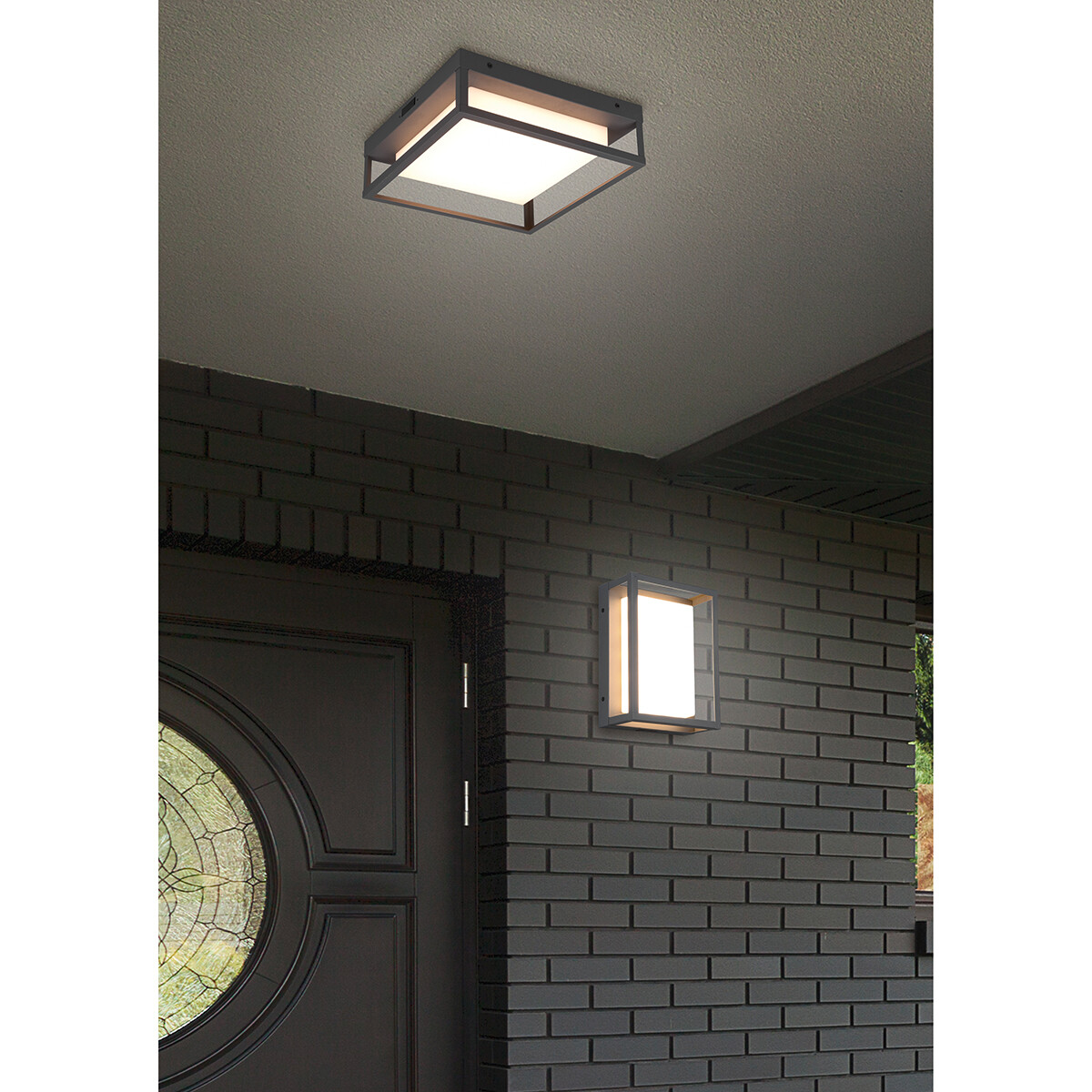 Éclairage de Jardin LED - Lampe de Plafond pour Extérieur - Trion Witoll - 14W - Couleur de lumière ajustable - Carré - Mat Anthracite - Aluminium