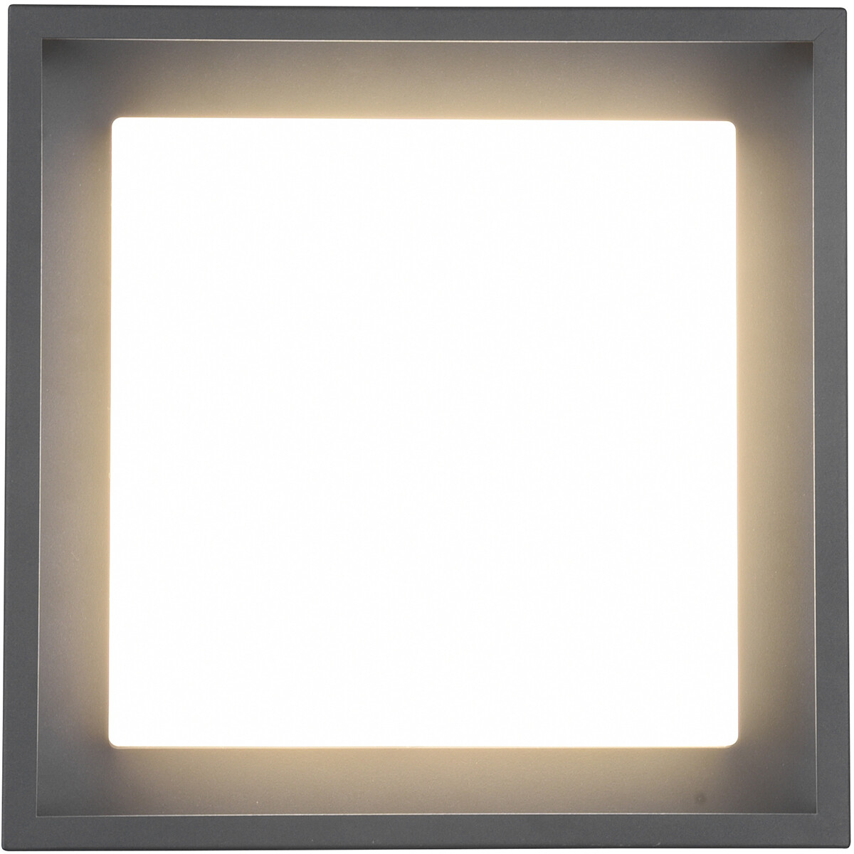 Éclairage de Jardin LED - Lampe de Plafond pour Extérieur - Trion Witoll - 14W - Couleur de lumière ajustable - Carré - Mat Anthracite - Aluminium