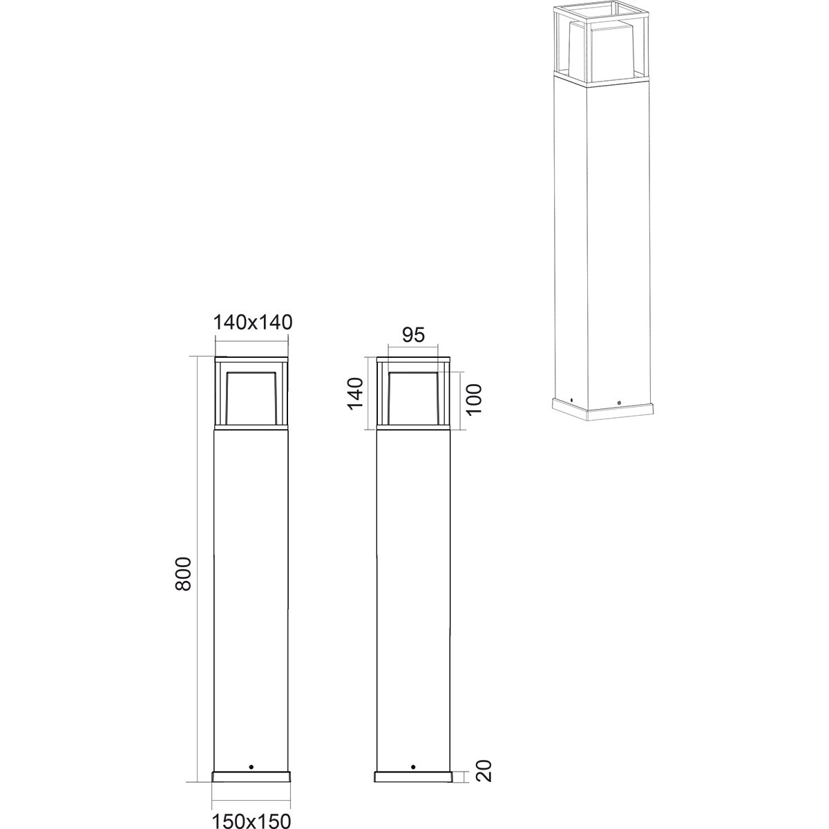 Éclairage de Jardin - Lampe de Sol Extérieure - Trion Hamwit - 14.5W - Couleur Ajustable - Étanche IP54 - Anthracite - Aluminium - 80 cm