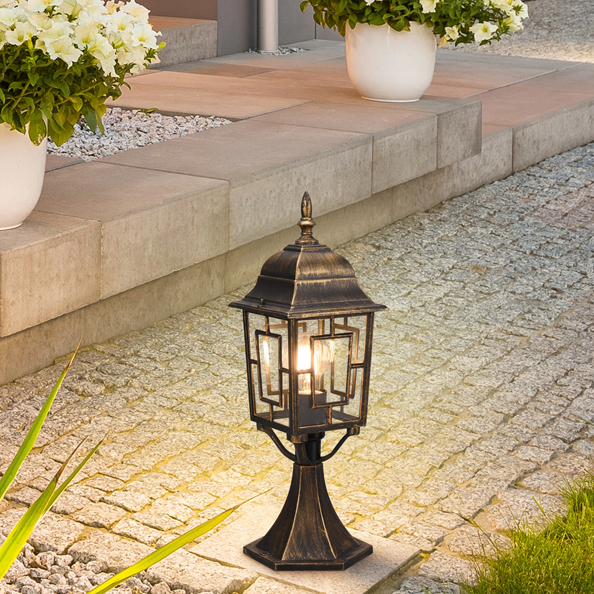 Éclairage de Jardin - Lampe de Sol Extérieure - Trion Torno Bas - Douille E27 - Étanche IP44 - Bronze - Aluminium