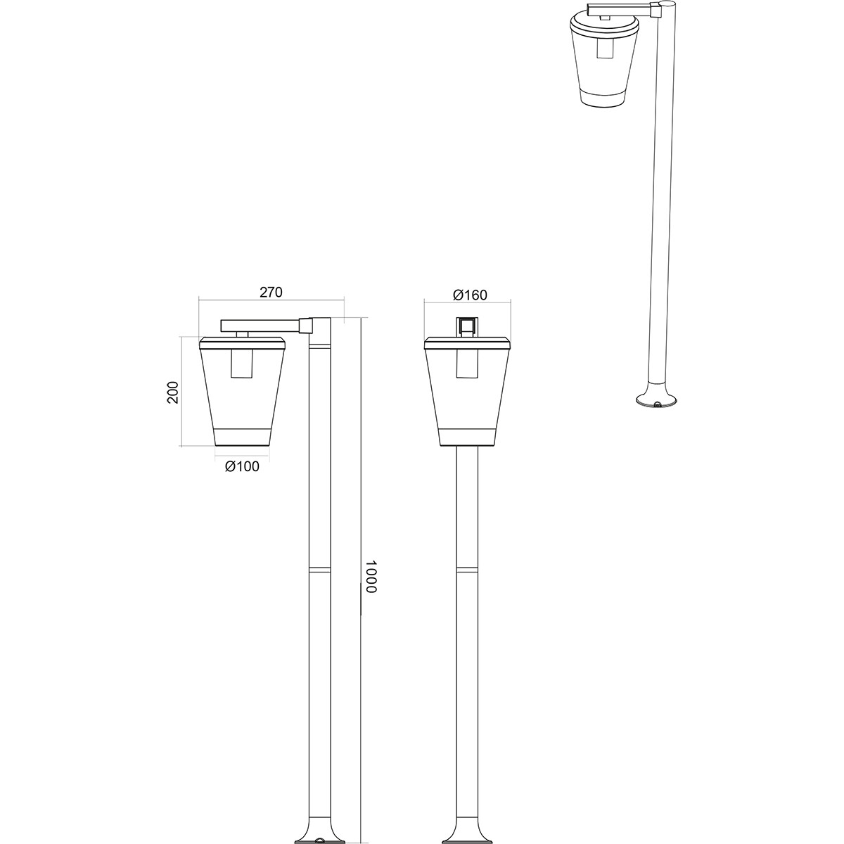 Éclairage de Jardin LED - Lampe d'Extérieur sur Pied - Trion Civonu - Douille E27 - 1-lumière - Étanche aux Éclaboussures IP44 - Rond - Mat Anthracite - Aluminium