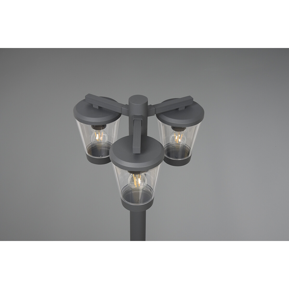 Éclairage de Jardin LED - Lampe d'Extérieur sur Pied - Trion Civonu - Douille E27 - 3-lumières - Étanche aux Éclaboussures IP44 - Rond - Mat Anthracite - Aluminium