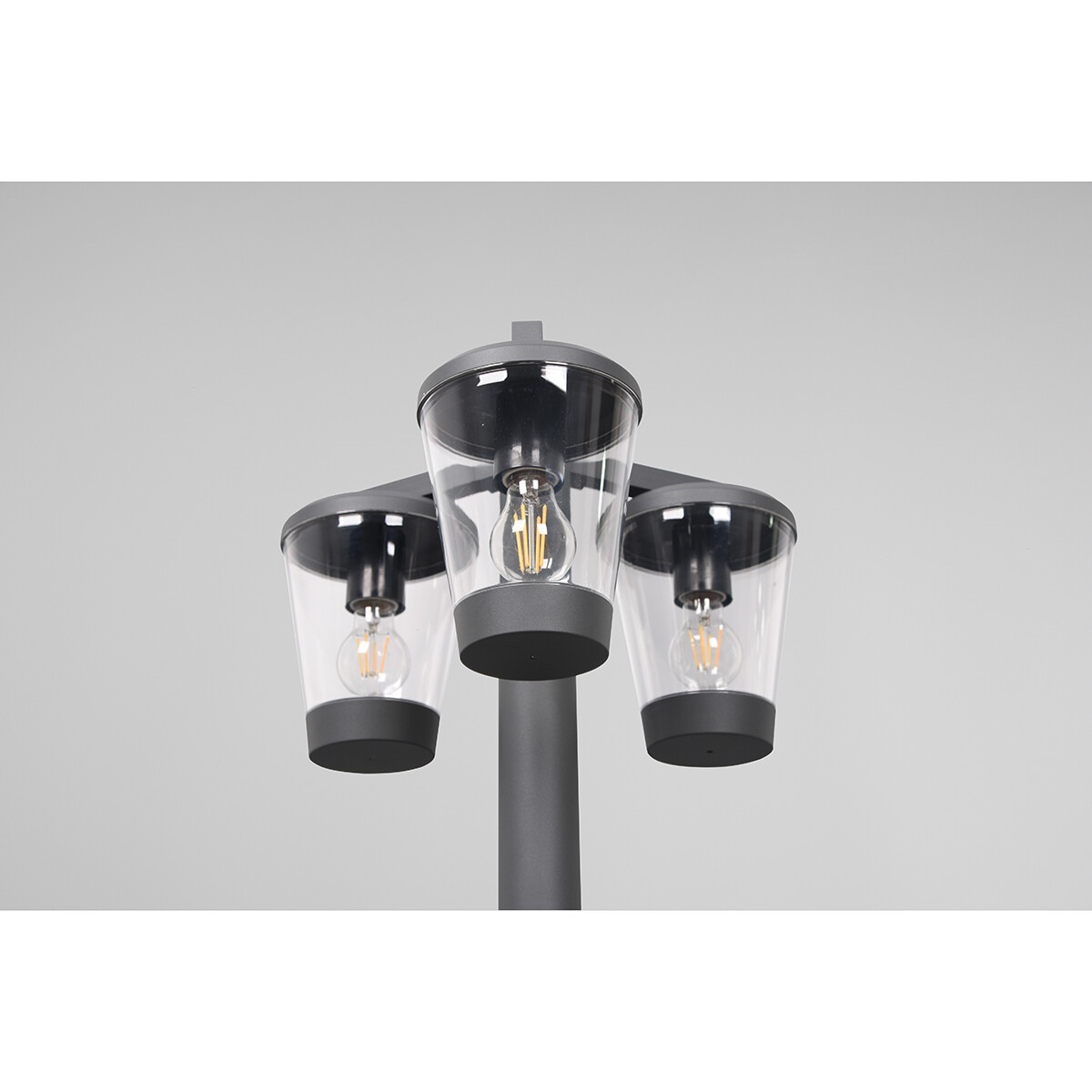 Éclairage de Jardin LED - Lampe d'Extérieur sur Pied - Trion Civonu - Douille E27 - 3-lumières - Étanche aux Éclaboussures IP44 - Rond - Mat Anthracite - Aluminium