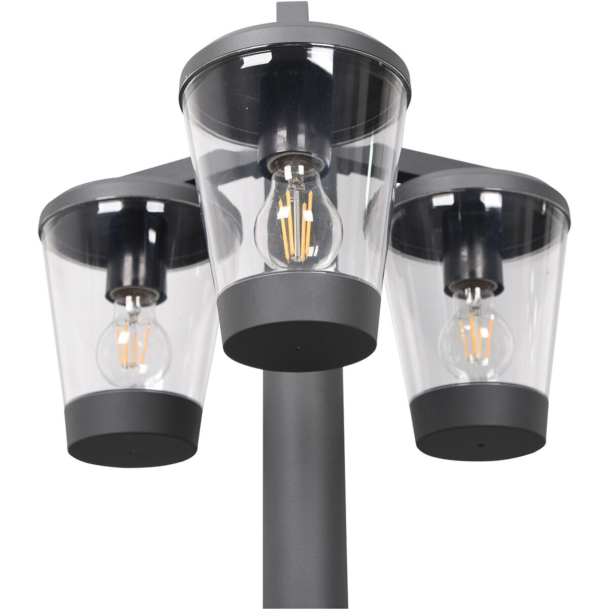 Éclairage de Jardin LED - Lampe d'Extérieur sur Pied - Trion Civonu - Douille E27 - 3-lumières - Étanche aux Éclaboussures IP44 - Rond - Mat Anthracite - Aluminium