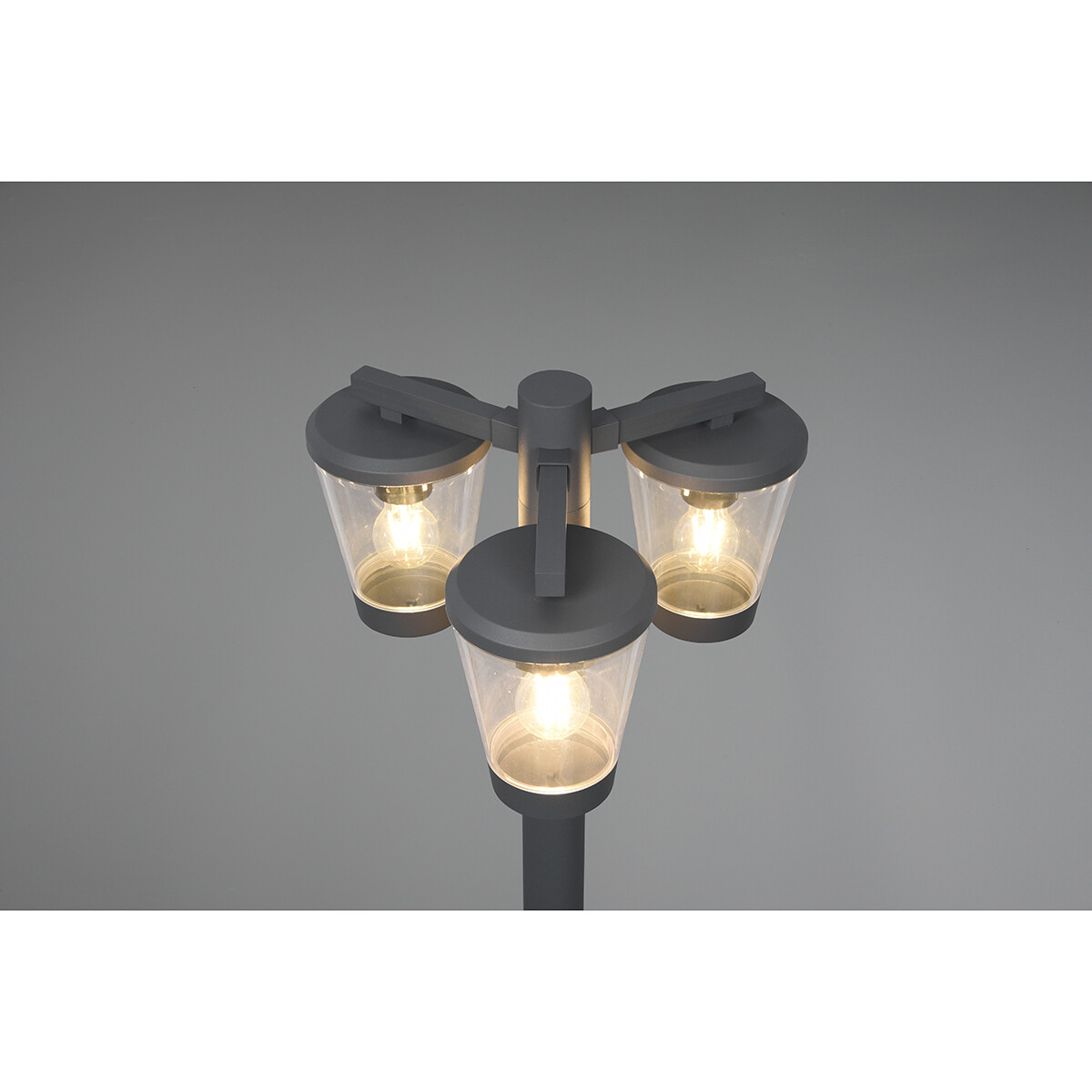 Éclairage de Jardin LED - Lampe d'Extérieur sur Pied - Trion Civonu - Douille E27 - 3-lumières - Étanche aux Éclaboussures IP44 - Rond - Mat Anthracite - Aluminium