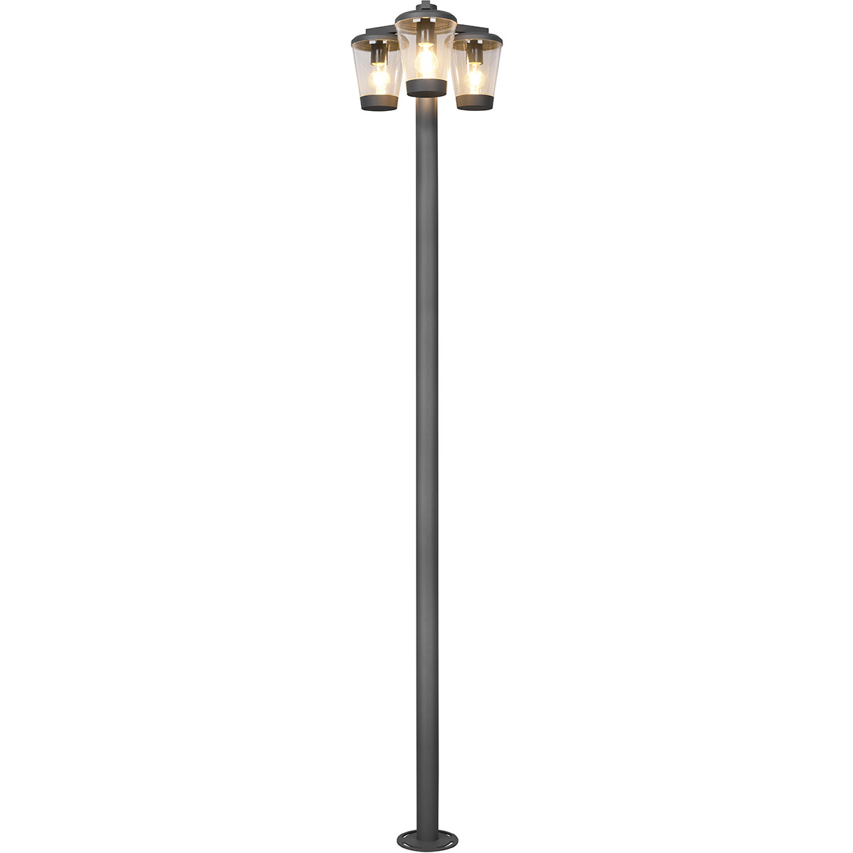 Éclairage de Jardin LED - Lampe d'Extérieur sur Pied - Trion Civonu - Douille E27 - 3-lumières - Étanche aux Éclaboussures IP44 - Rond - Mat Anthracite - Aluminium