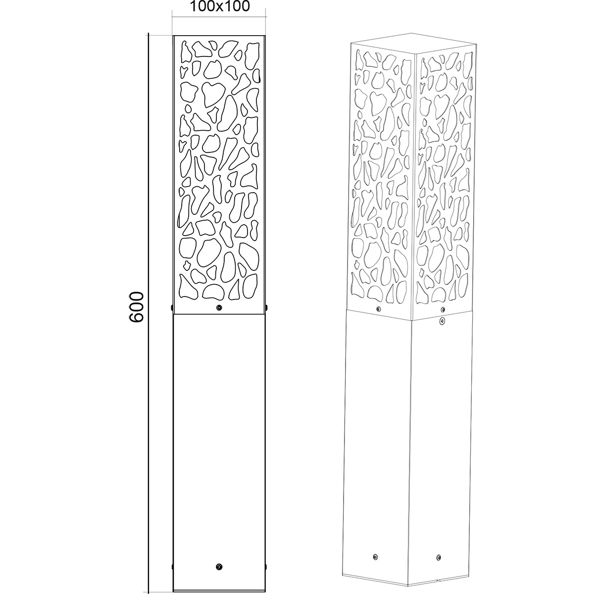 Éclairage de Jardin LED - Lampe d'Extérieur sur Pied - Trion Kaca - Douille E27 - Rectangle - Mat Anthracite - Inox