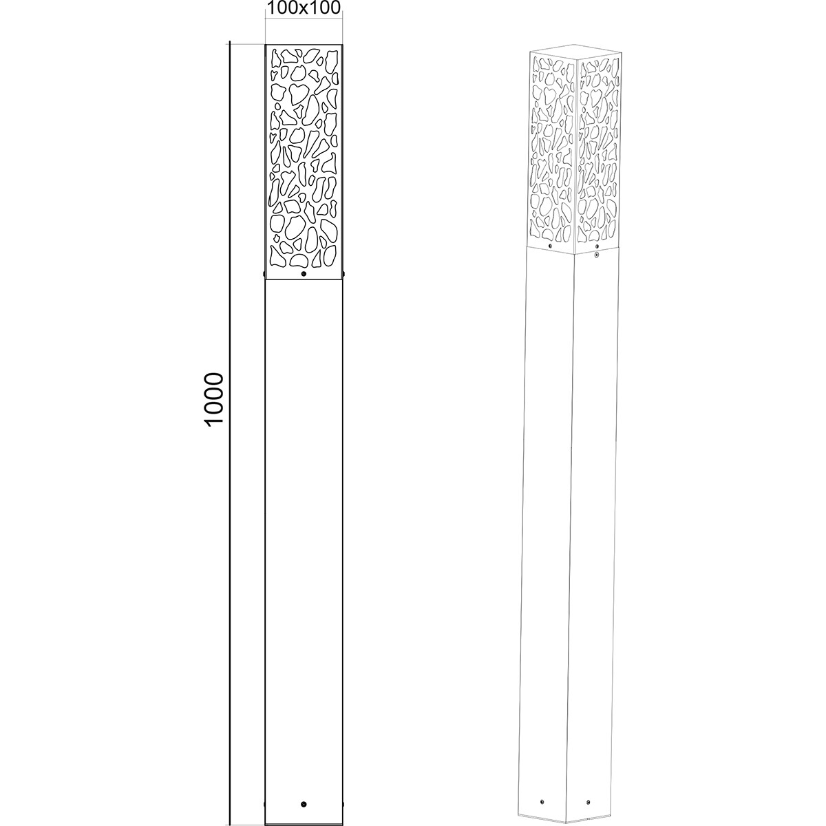 Éclairage de Jardin LED - Lampe d'Extérieur sur Pied - Trion Kaca XL - Douille E27 - Rectangle - Mat Anthracite - Inox