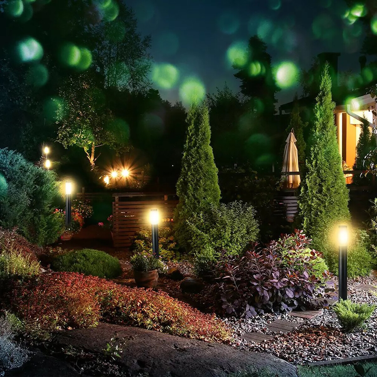 Éclairage de Jardin LED - Lampe d'Extérieur sur Pied - Viron Stobo - Douille E27 - Rond - Mat Anthracite - Aluminium - 80cm